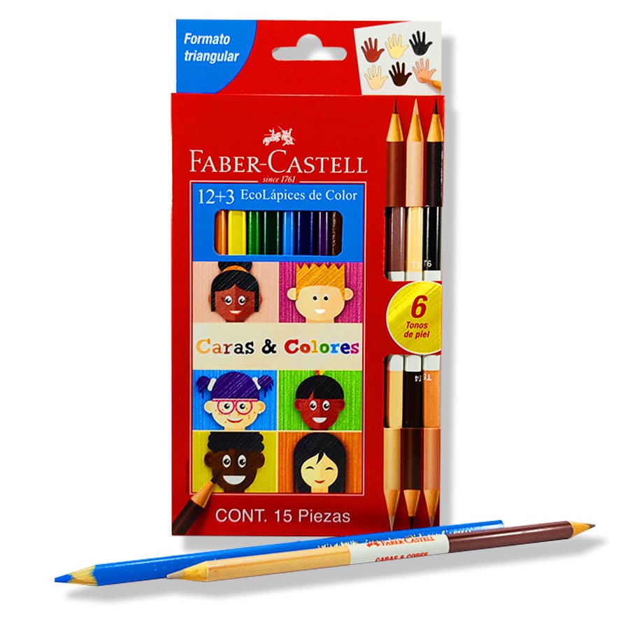 Lápices Faber Castell caras y colores x15 - Woopy