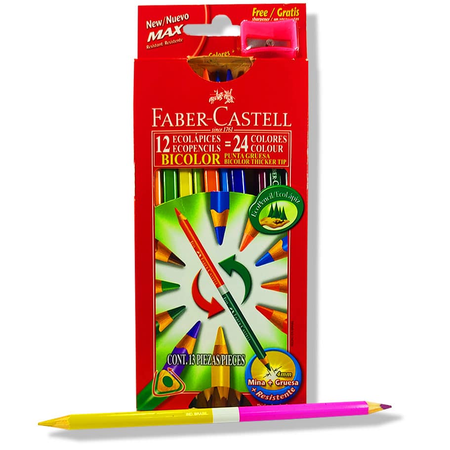 Lapices de colores acuarelables x12 hexagonales + sacapunta Faber-Castell