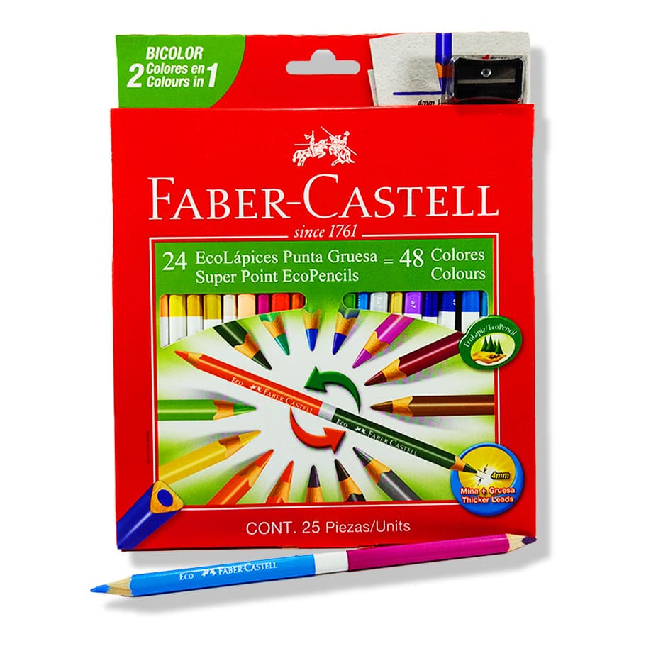 Lápices De Colores Faber Castell 12 Doble Punta 24 Colores