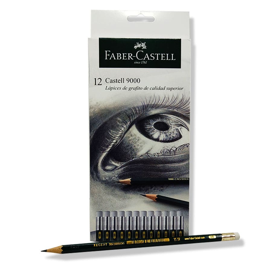 Lápices de grafito Faber Castell, Castell 9000, grafito suave (12 unidades)