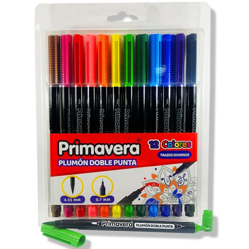 Plumón Doble Punta Primavera X12 - elchiquitindelospreciosbajos.com