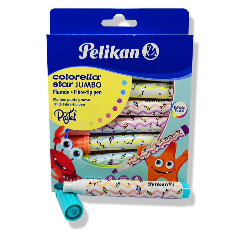 Plumón Pelikan Colorella Star Jumbo X8 Edición Pastel -  