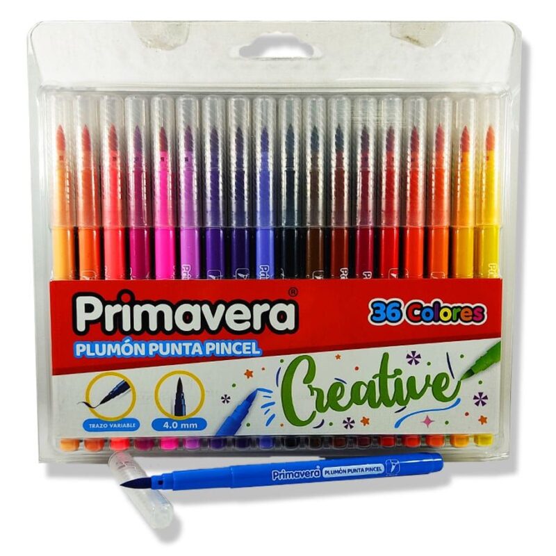 Plumón Punta Pincel Primavera x36 - elchiquitindelospreciosbajos.com