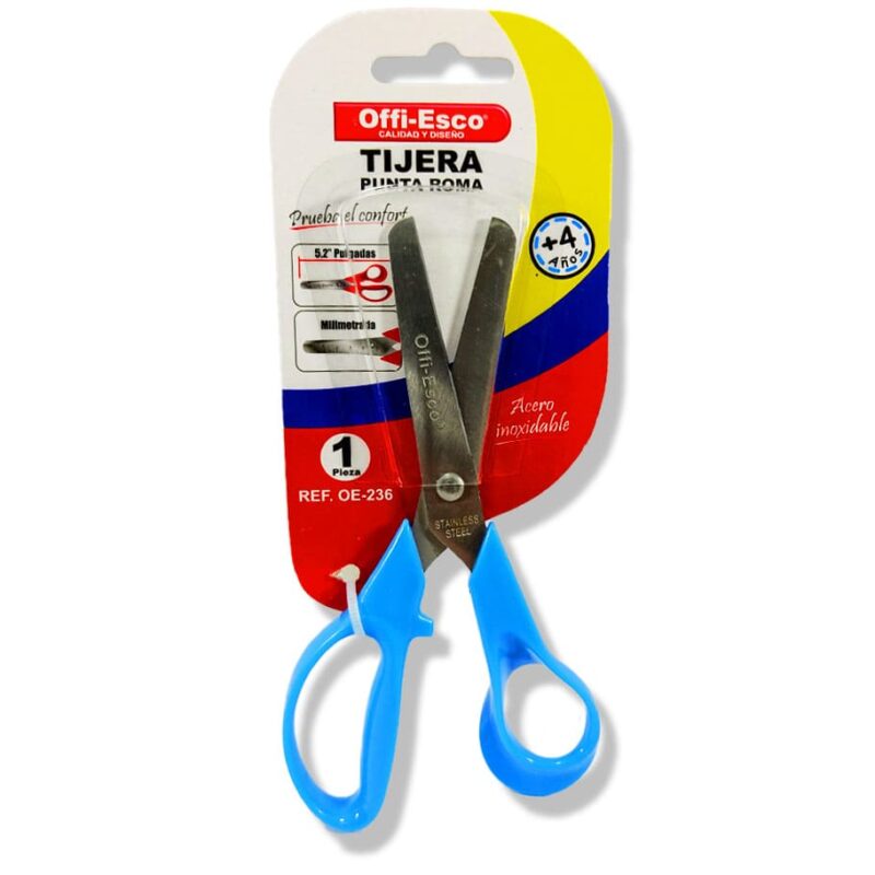 Tijera Punta Roma Offi-Esco OE-236 Azul - elchiquitindelospreciosbajos.com