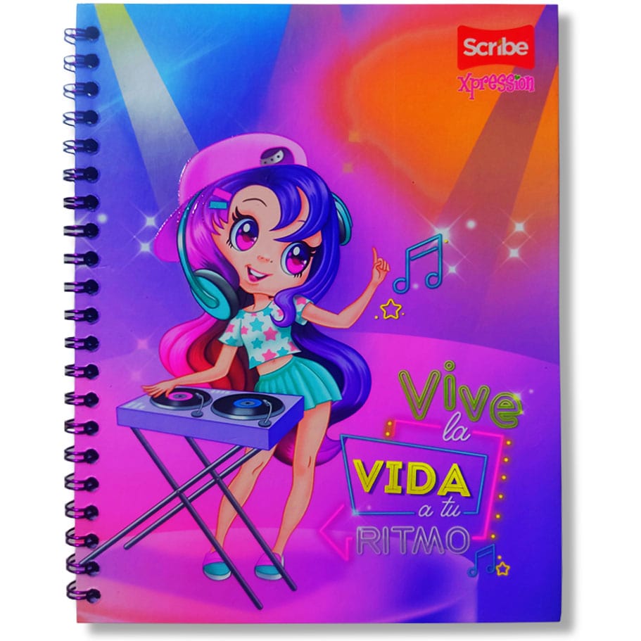 Cuaderno Argollado Scribe Xpression 80 Hojas Tamaño 105 - Dama Motivo 3 Ref. EPG-80 Cod. 7707668551600-min