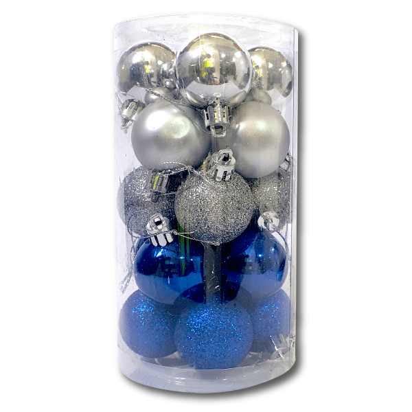 Set Bolas Navideñas Azules y Plateadas X20 Ref. BT4CMX20-AP