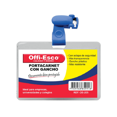 Porta Carnet Plastico con Gancho Offi-Esco Ref OE-205